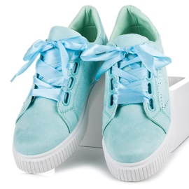 Wilady Baskets en daim avec ruban bleu 1