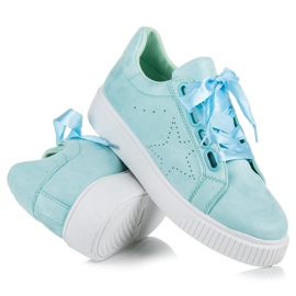 Wilady Baskets en daim avec ruban bleu 2