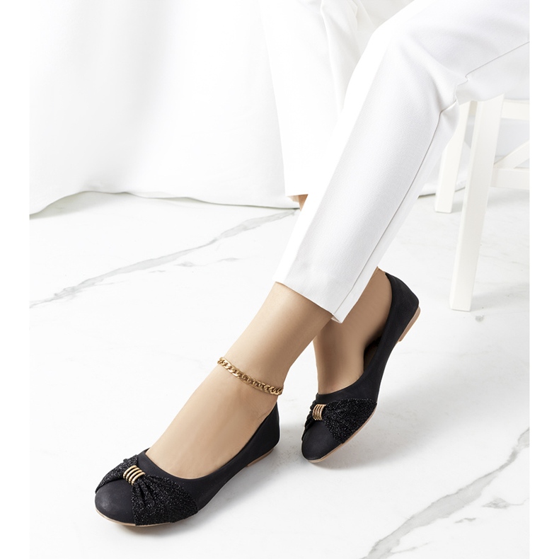 PA1 Ballerines noires avec ornement brillant comme moi 1