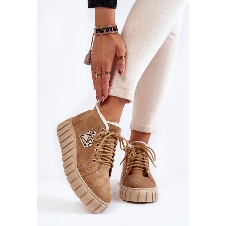 Chaussures de sport en daim attachées Lewski Shoes 3252 / N Beige 1