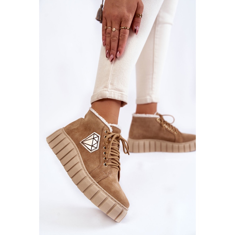 Chaussures de sport en daim attachées Lewski Shoes 3252 / N Beige 2