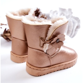 FR1 Bottes De Neige Enfant Golden Bianca Avec Fleur doré 2
