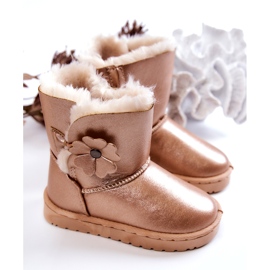 FR1 Bottes De Neige Enfant Golden Bianca Avec Fleur doré 3