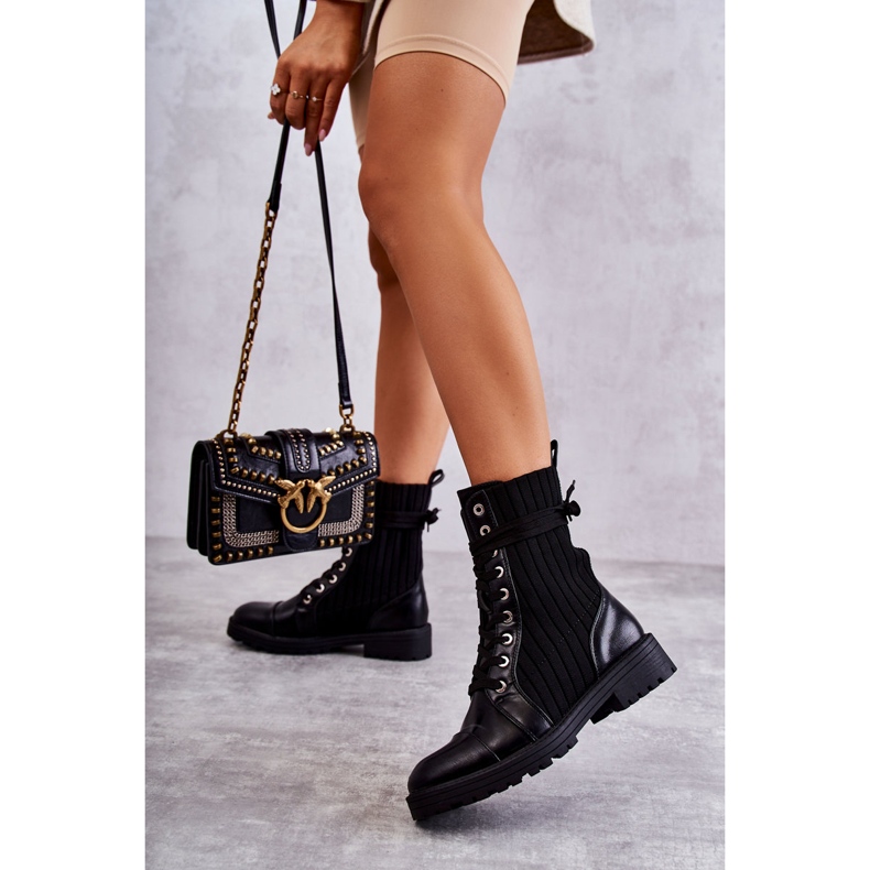PG1 Bottes pour femmes avec une chaussette nouée noire Livaro 2
