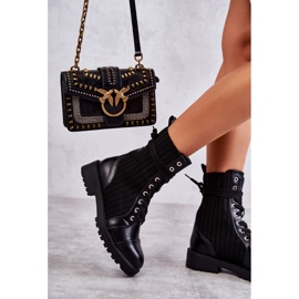 PG1 Bottes pour femmes avec une chaussette nouée noire Livaro le noir 1