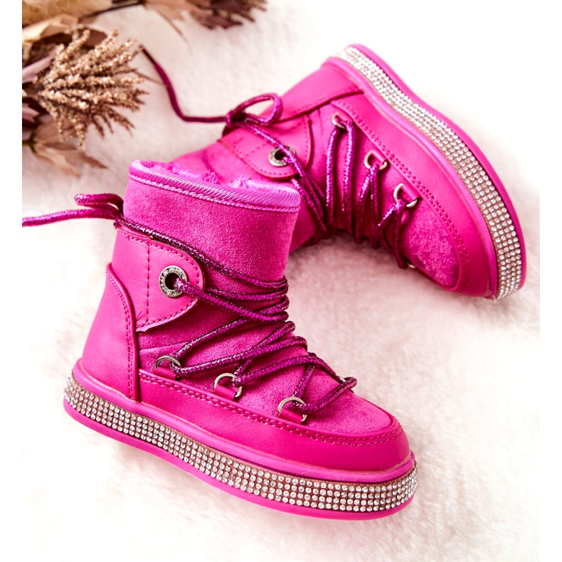 FR1 Bottes de Neige Enfant Avec Cubic Zirconia Wellma Fuchsia rose 1