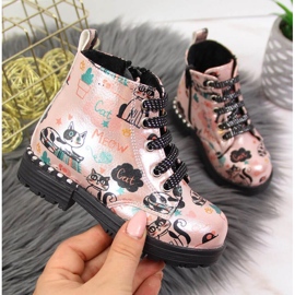 Nautilus Bottes bottes d'automne Navy Dot Jr WOL6B rose 1