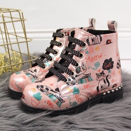 Nautilus Bottes bottes d'automne Navy Dot Jr WOL6B rose 2