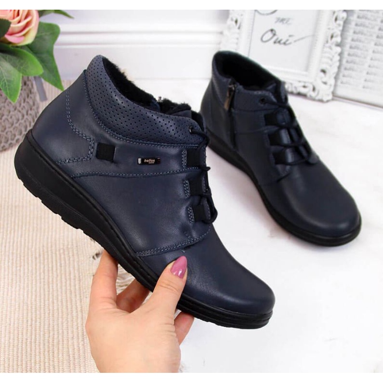 Bottes en cuir isolées Helios W H521B bleu marine 1