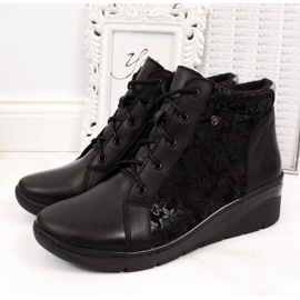 Bottines en cuir à talon compensé Helios W H537 le noir 4