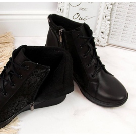 Bottines en cuir à talon compensé Helios W H537 le noir 5