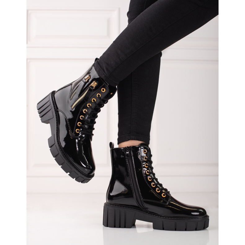 Goodin Trappeurs à la mode avec fermetures éclair décoratives noir 2