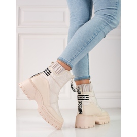 Bottes de neige beiges pour dames sur la plate-forme Shelovet 2