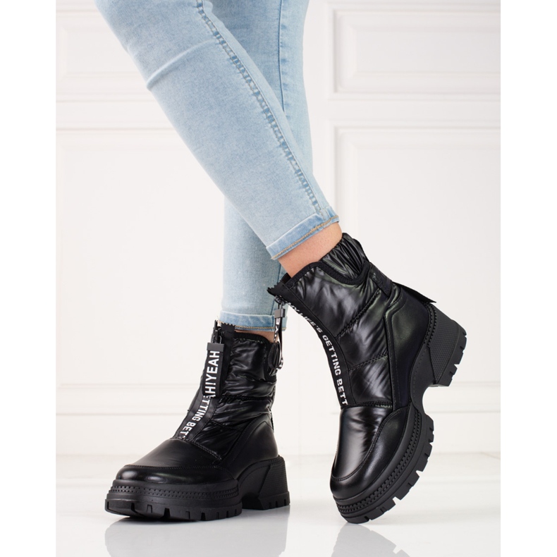 Bottes de neige noires pour femmes sur la plateforme Shelovet le noir 1