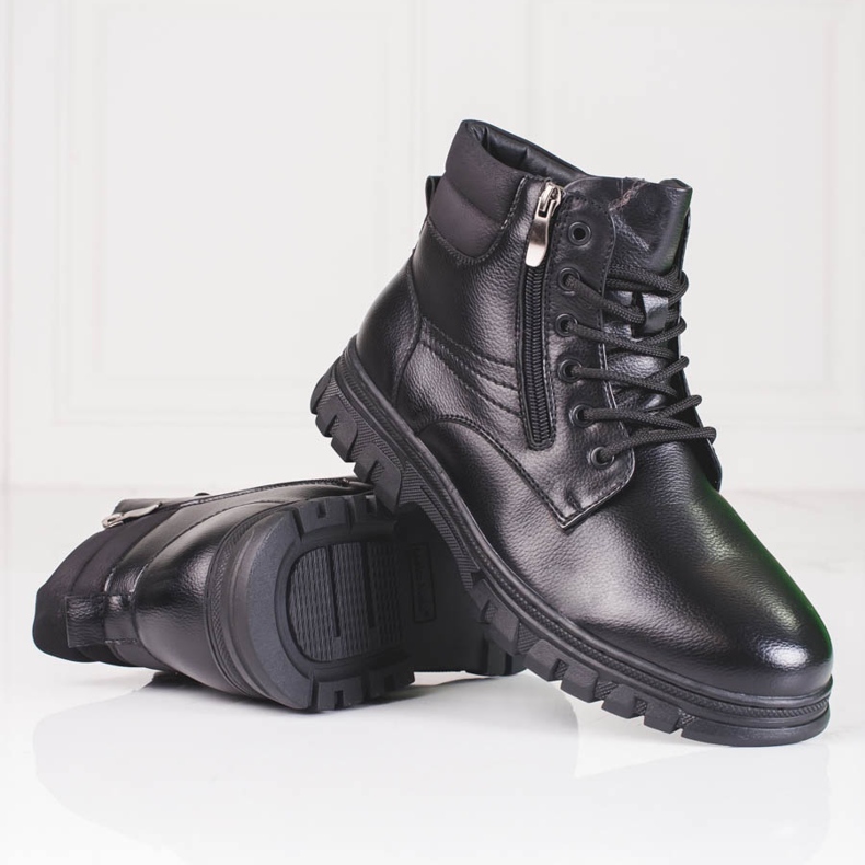 SHELOVET Bottes hautes d'hiver noires pour hommes 1
