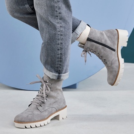 Bottes à plateforme grises confortables Rieker X5701-40 pour femmes 2 Bottes à plateforme grises confortables Rieker X5701-40 pour femmes 2