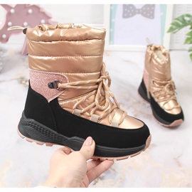 News Bottes de neige fille, isolées en laine de mouton, dorées le noir d'or 1