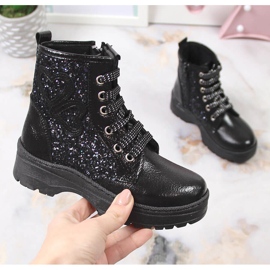 Bottes pour filles brocart isolées noir Potocki le noir 1