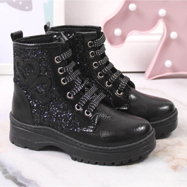 Bottes pour filles brocart isolées noir Potocki le noir 2