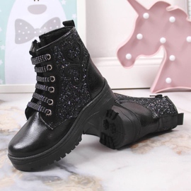 Bottes pour filles brocart isolées noir Potocki le noir 3
