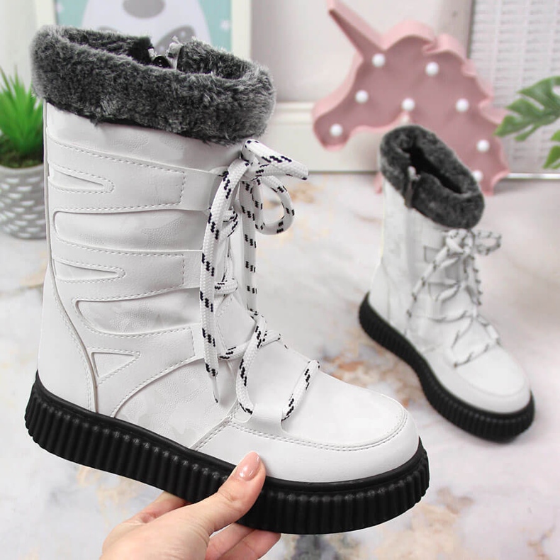 Chaussures filles avec fourrure blanc Potocki 1