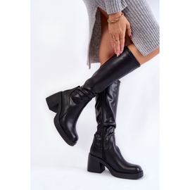 Sergio Leone Bottes Chaudes En Cuir Pour Femmes Avec Fermeture Éclair Noir Slavis le noir 2