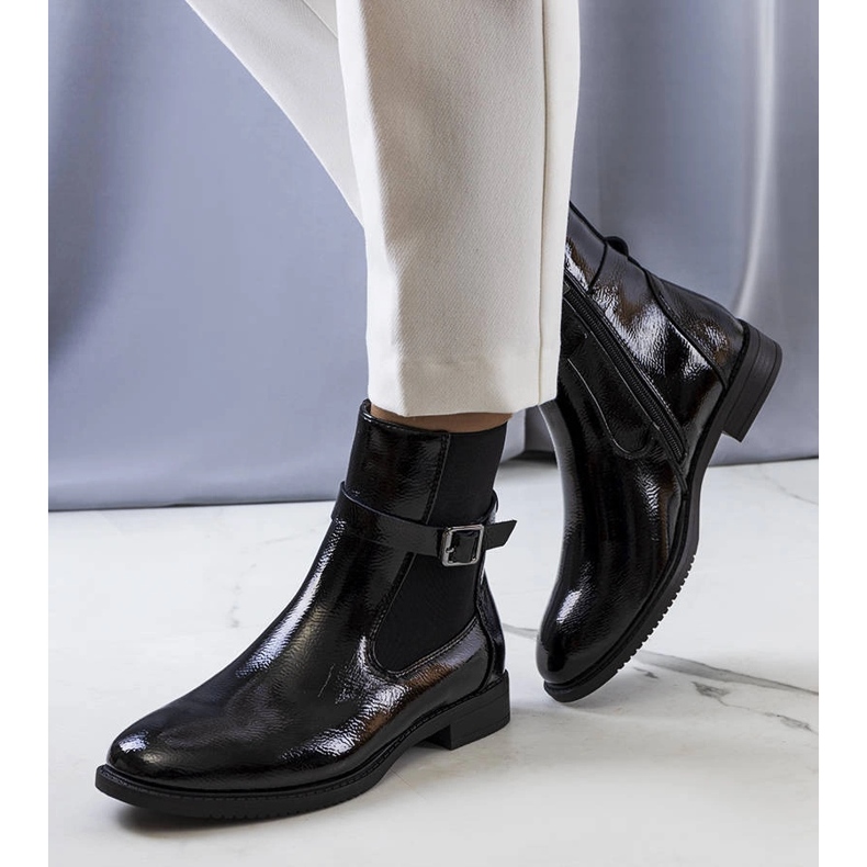 Bottes Isonti en cuir verni noir le noir 1 Bottes Isonti en cuir verni noir le noir 1