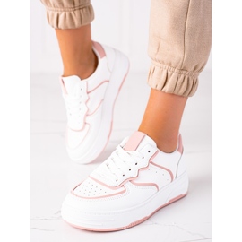SHELOVET Baskets femme blanche rose 2 SHELOVET Baskets femme blanche rose 2