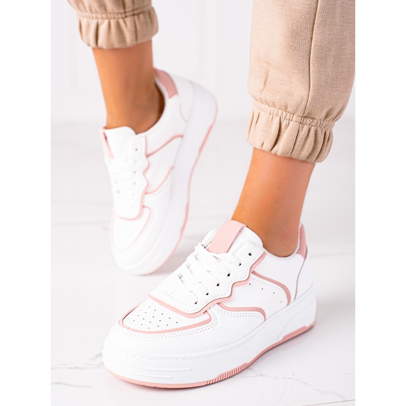 SHELOVET Baskets femme blanche rose 2 SHELOVET Baskets femme blanche rose 2