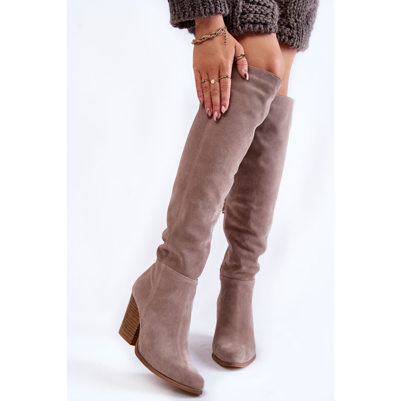 Lewski Shoes Cuissardes Femme Daim Lewski 2833 Gris beige 1