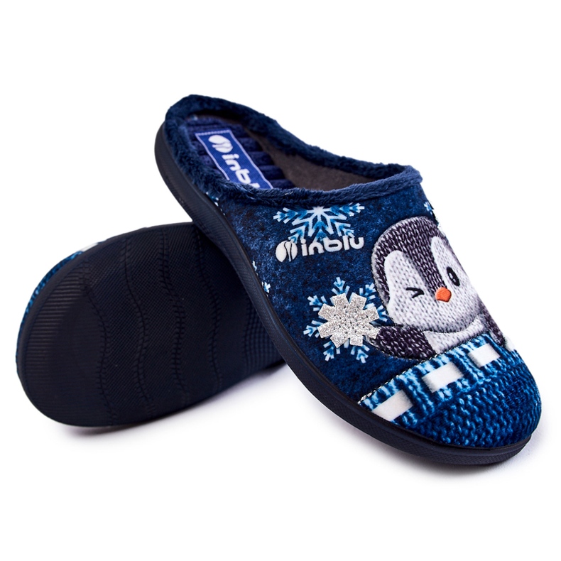 Chaussons Maison Femme Pingouins Inblu EC-81-004 Bleu Marine 1