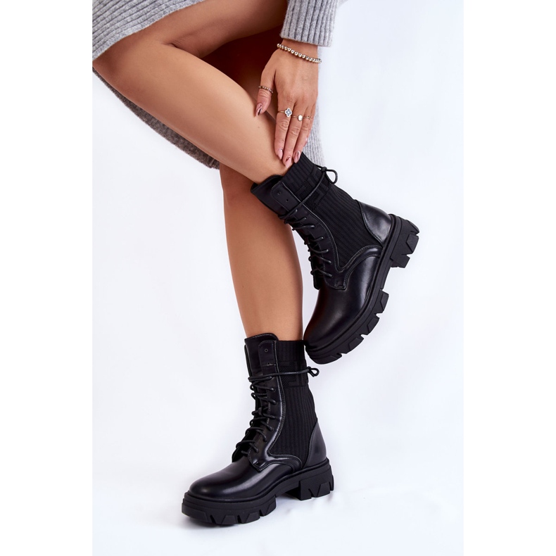 PA1 Bottes à lacets pour femmes Workers Black Marlissa noir 2