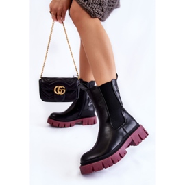 Bottes de travail à plateforme pour femmes Noir-Claret Aliana 2
