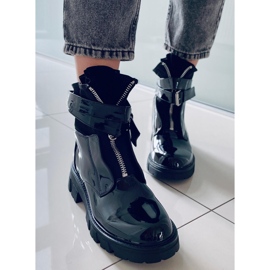 BM Fray Bottines plates laquées noires le noir 2