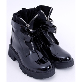 BM Fray Bottines plates laquées noires 1