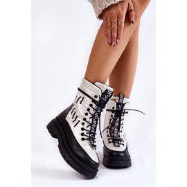 Vinceza Bottes de neige à lacets pour femmes Noir et blanc Sharmen 1