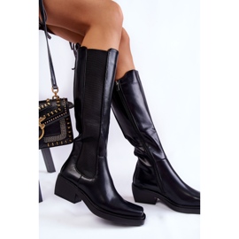 BM Bottes en cuir noir Larsen pour femmes le noir 5