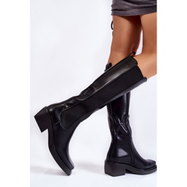 BM Bottes en cuir noir Larsen pour femmes le noir 3