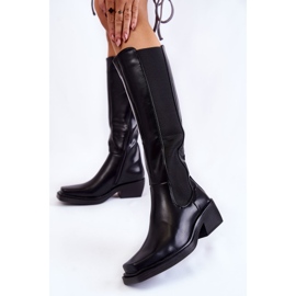 BM Bottes en cuir noir Larsen pour femmes le noir 2
