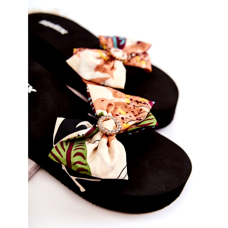 WJ1 Chaussons Compensés Femme Beiges En Mousse Silana le noir multicolore 2