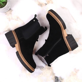 Bottines en cuir, daim pour femmes isolées noir Filippo le noir 3