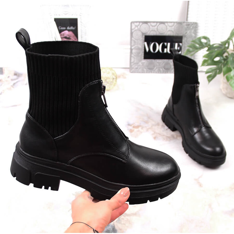 Bottes chaudes femme Filippo noires avec une chaussette le noir 1