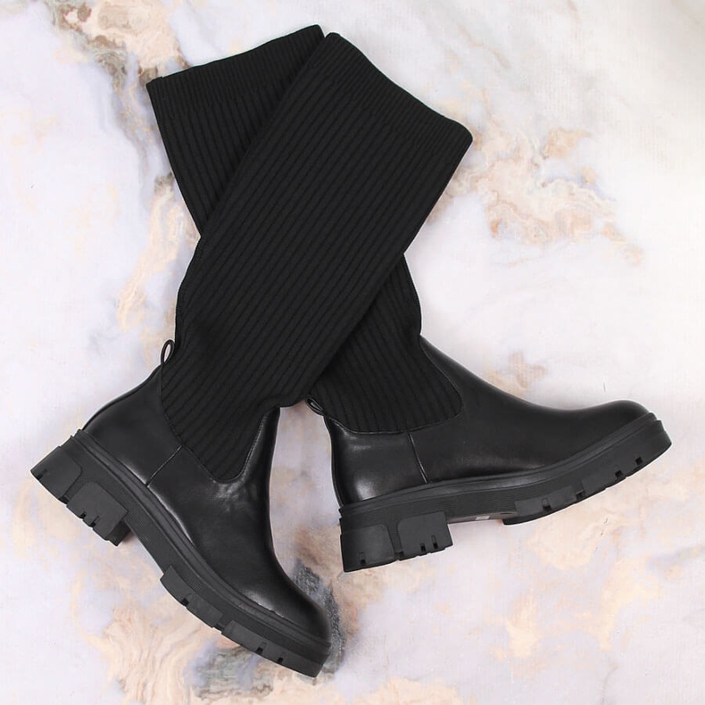 Bottes chaudes femme Filippo noires avec une chaussette 1