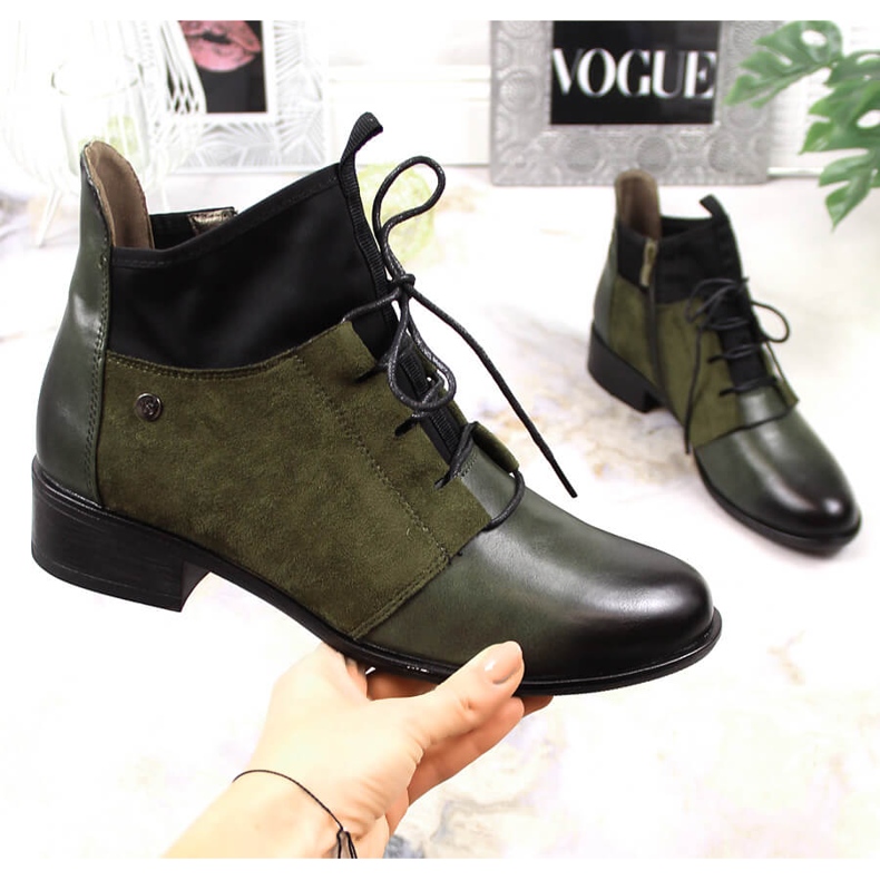 Bottes à enfiler isolées Jezzi vertes pour femmes 1