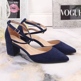 T.Sokolski Escarpins femme en daim à talon pointu, bleu marine 2