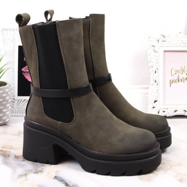 Bottines Chelsea pour femmes sur le poteau, daim Jezzi vert chaud 2