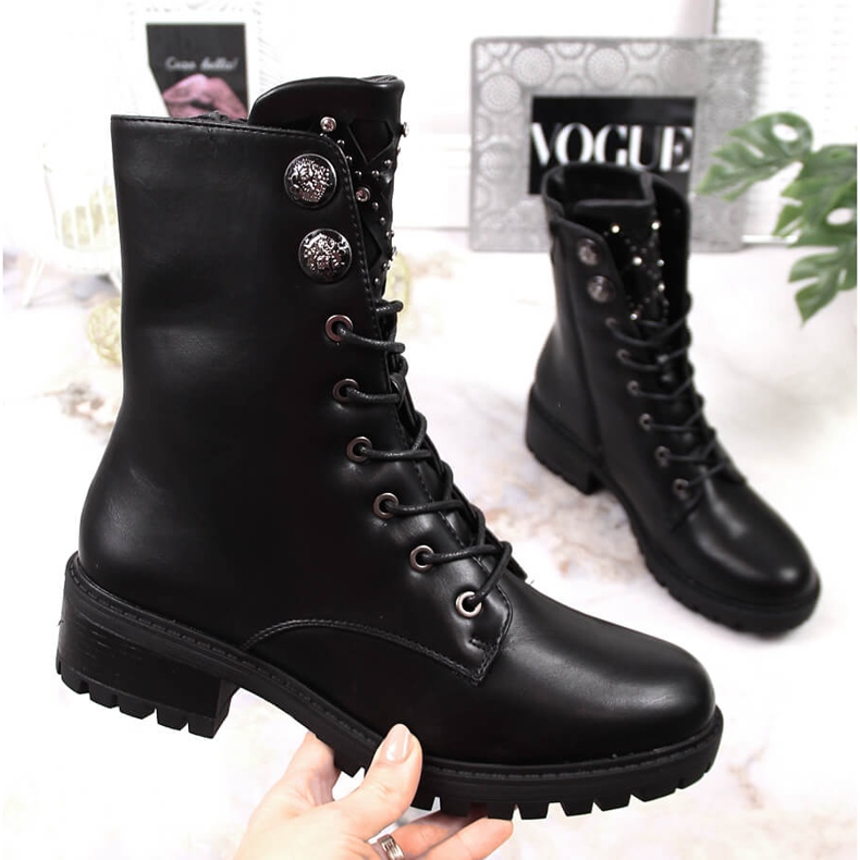 Jezzi Bottes pour femmes avec des jets noirs avec des jets 1