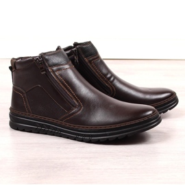 Chaussures homme en cuir marron avec fermetures éclair, marron T.Sokolski brun 1