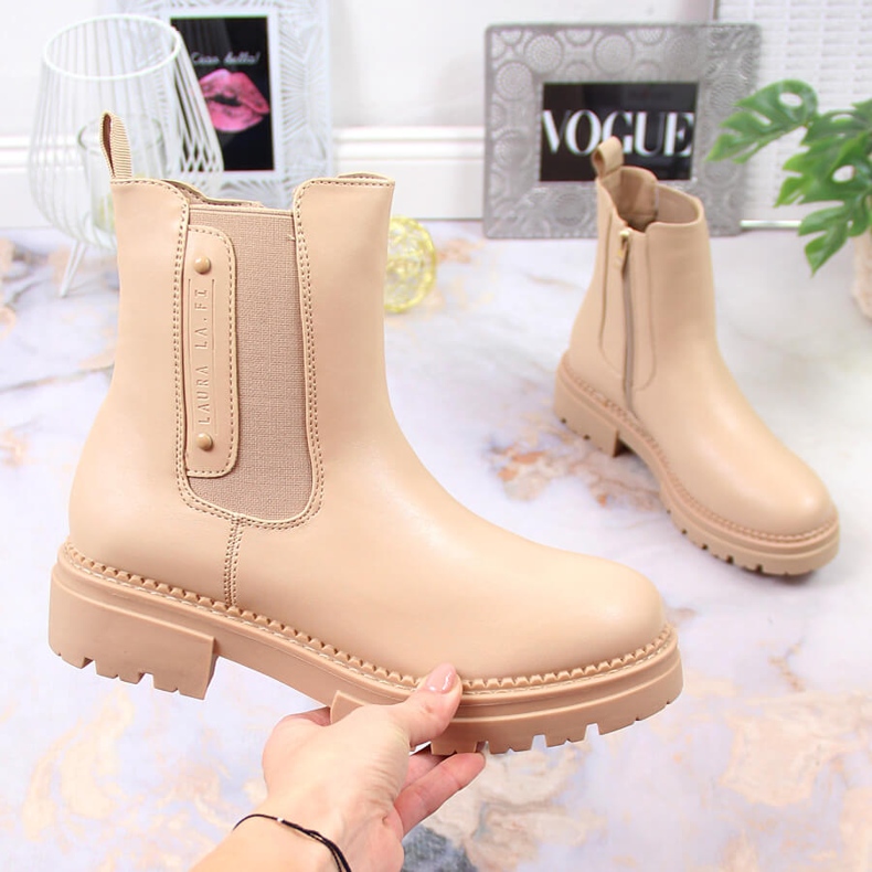 Bottines Jodhpur chaudes beiges femme Laura La.Fi 1