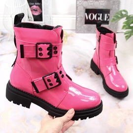 Bottines chaudes femme à boucles fuchsia Laura La.Fi rose 1